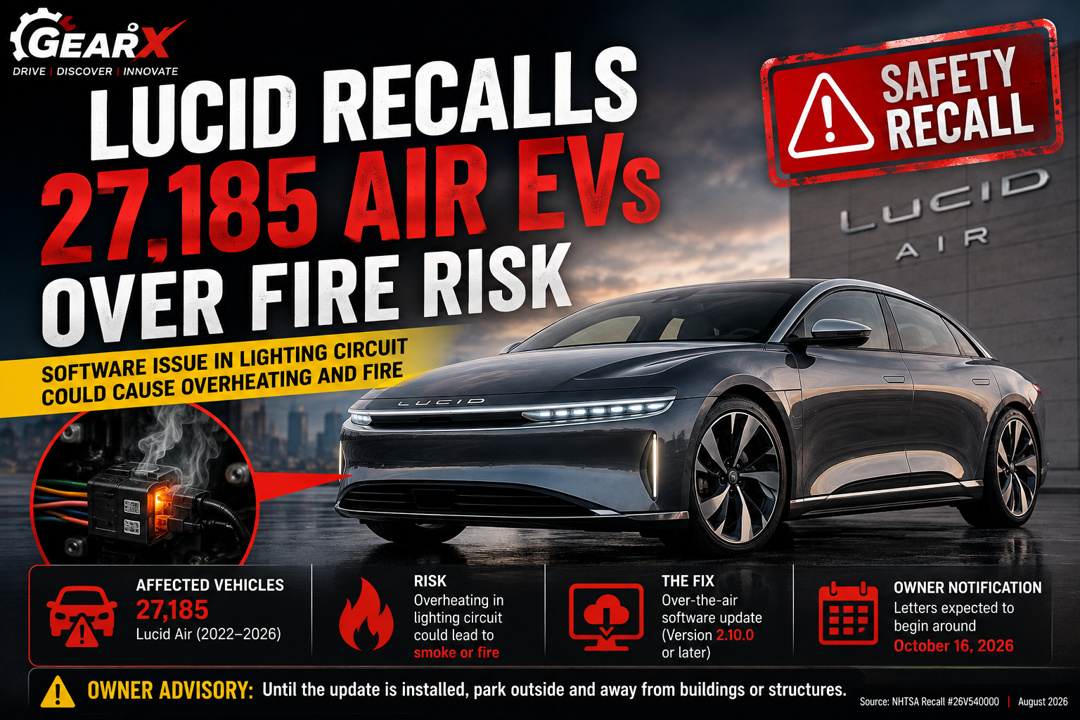 Lucid Recalls 27,185 Air EVs Over Fire Risk